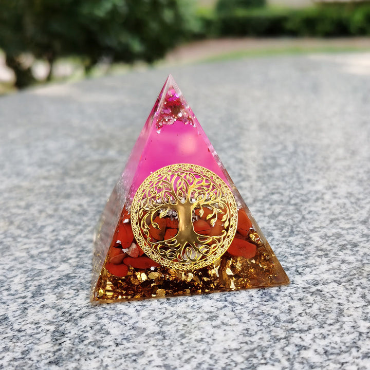 Olivenorma Cristallo Rosa Diaspro Rosso Albero della Vita Piramide Orgonica