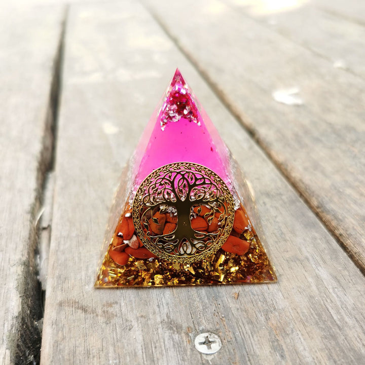 Olivenorma Cristallo Rosa Diaspro Rosso Albero della Vita Piramide Orgonica