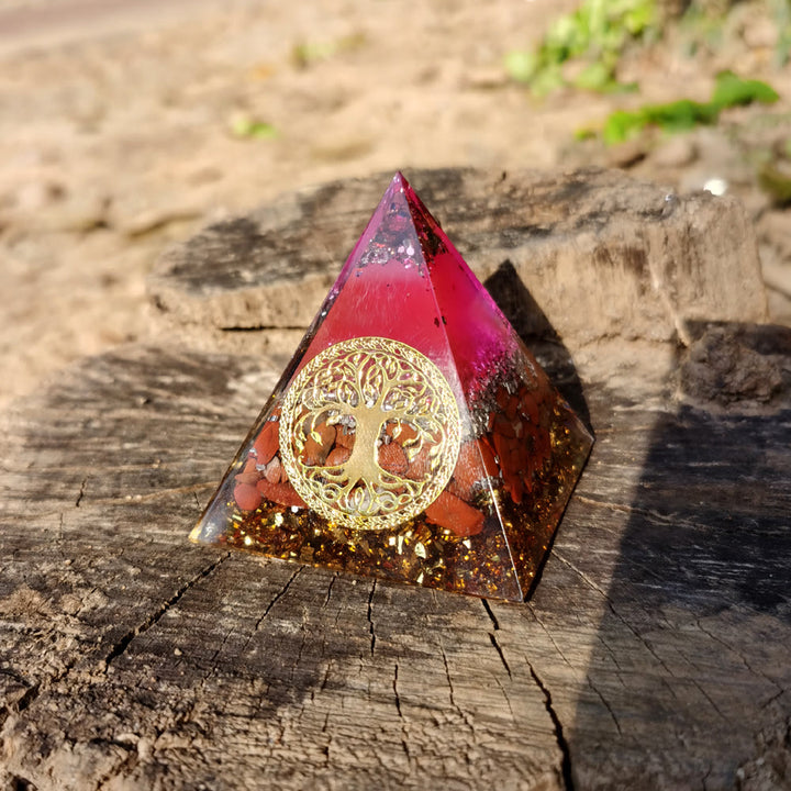Olivenorma Cristallo Rosa Diaspro Rosso Albero della Vita Piramide Orgonica