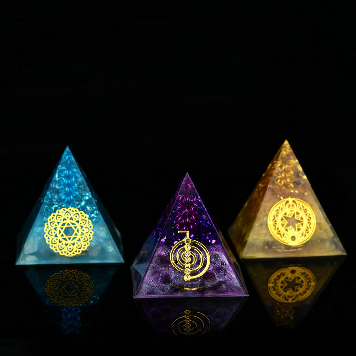 Olivenorma 5cm Cristallo Pietra grezza Energia Orgone Piramide