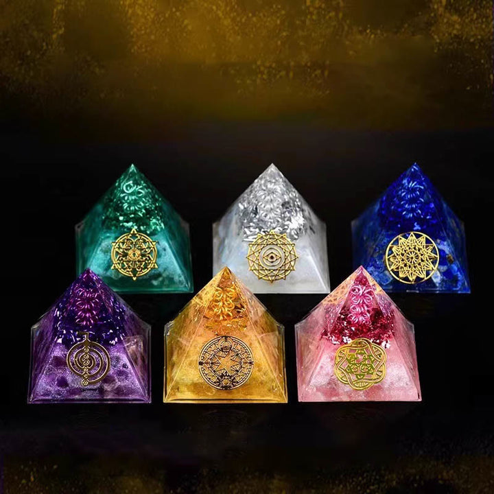 Olivenorma 5cm Cristallo Pietra grezza Energia Orgone Piramide