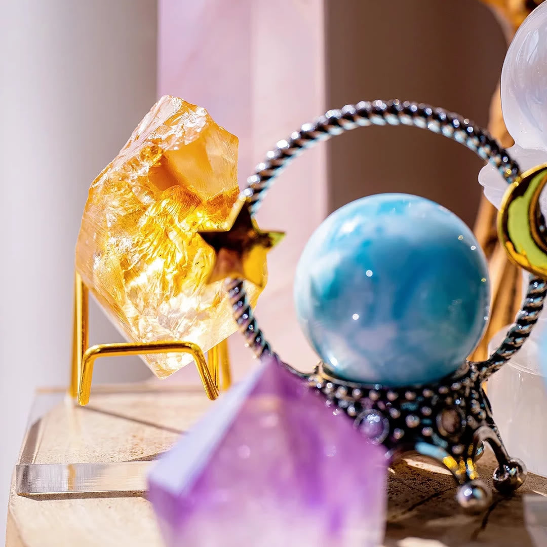 Olivenorma Set di ornamenti energetici in ametista personalizzati con cristalli