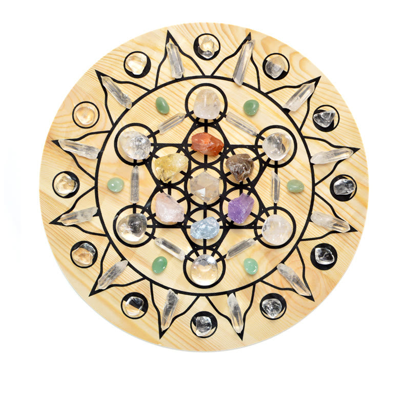 Olivenorma 49 Pietre originali Simbolo del cubo di Metatron Matrice di cristalli