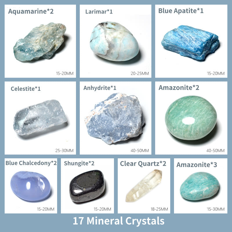 Generatore di energia Olivenorma Disposizione del chakra della gola Matrice di cristalli - 17 Cristalli minerali - image 1