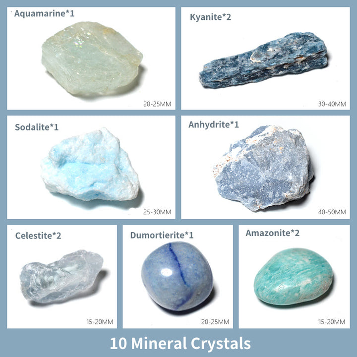 Generatore di energia Olivenorma Disposizione del chakra della gola Matrice di cristalli - 10 cristalli minerali - image 2