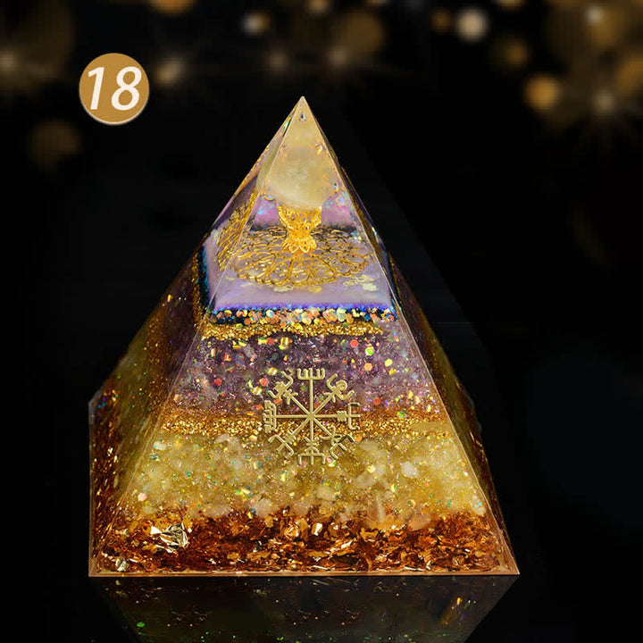 Olivenorma Chakra Triangolo energetico Sfera di cristallo Piramide organica