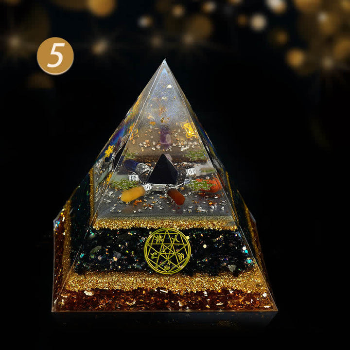 Olivenorma Oro Ossidiana Chakra Cristallo Array Orgone Piramide