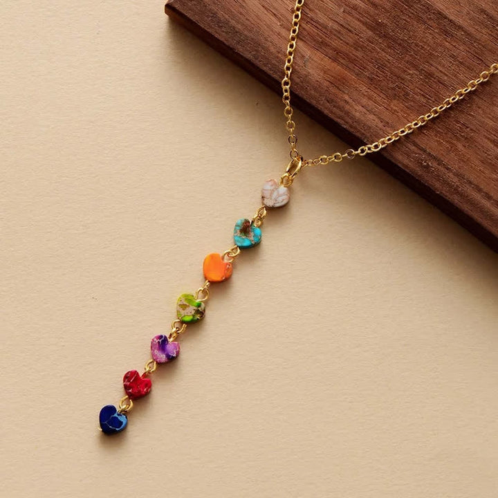 Collana Olivenorma con Bracciale Chakra in Pietra dell'Imperatore dei Sette Colori