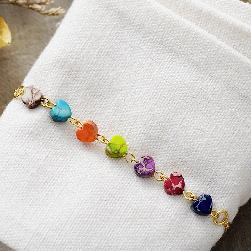 Collana Olivenorma con Bracciale Chakra in Pietra dell'Imperatore dei Sette Colori