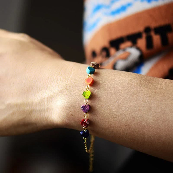 Collana Olivenorma con Bracciale Chakra in Pietra dell'Imperatore dei Sette Colori