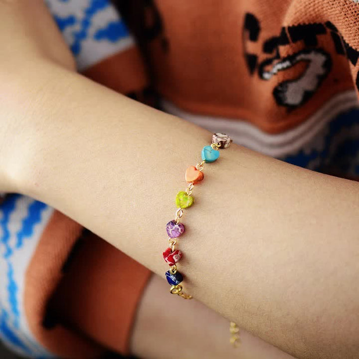 Collana Olivenorma con Bracciale Chakra in Pietra dell'Imperatore dei Sette Colori