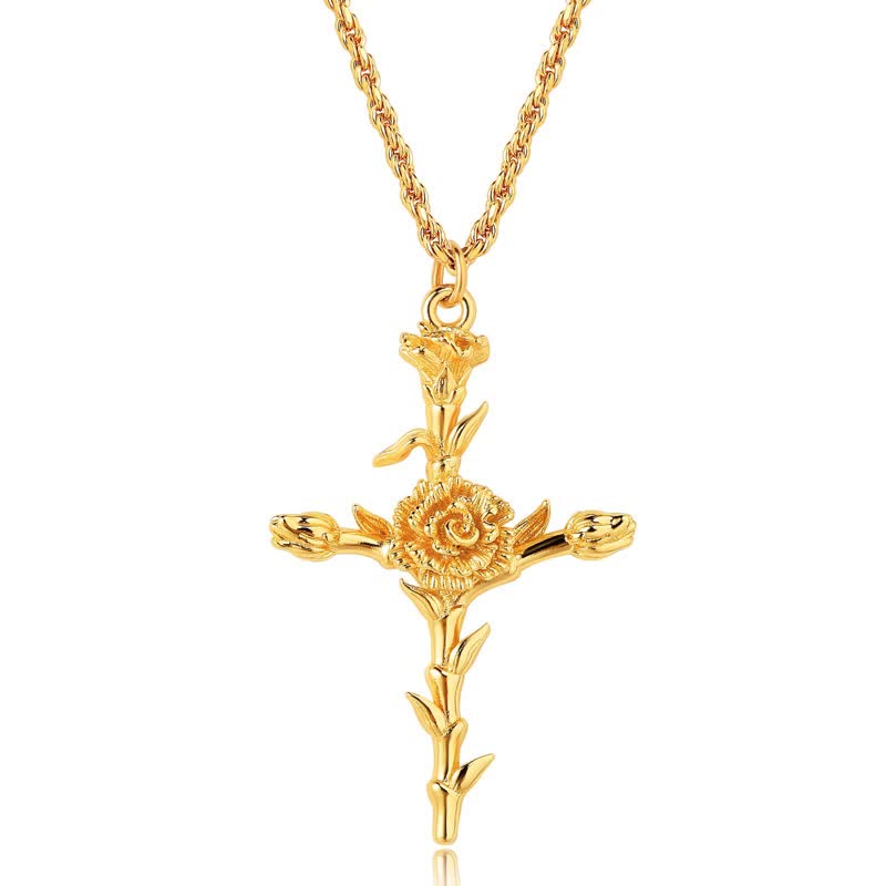 Olivenorma Collana con fiore di nascita placcato in oro 18k