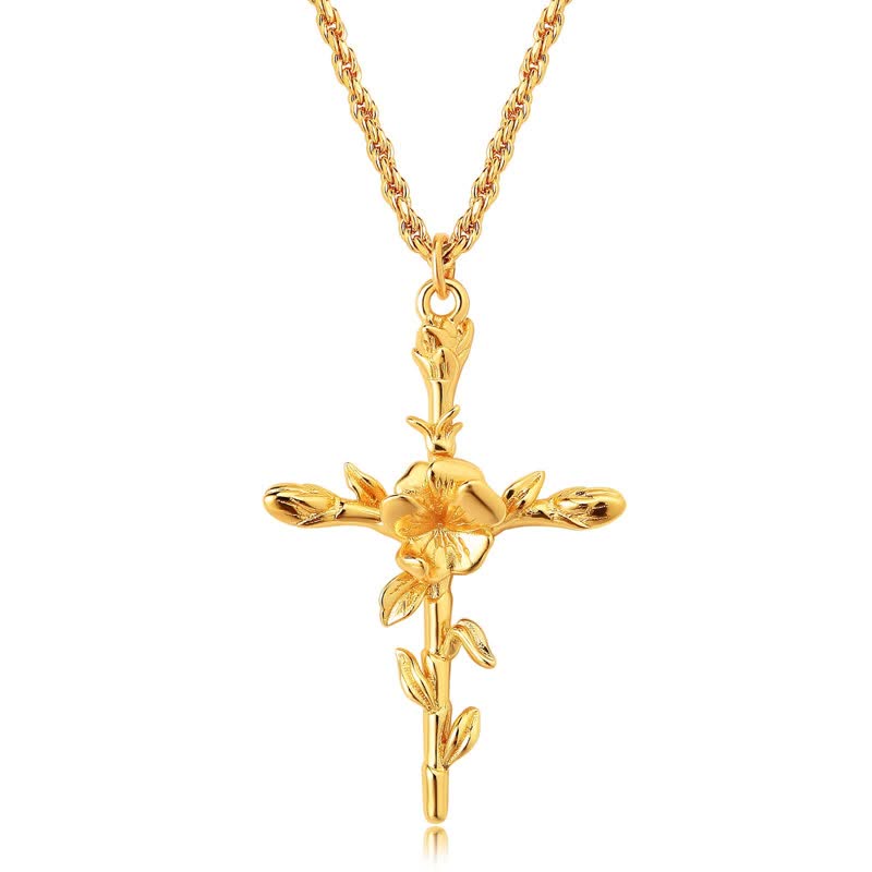 Olivenorma Collana con fiore di nascita placcato in oro 18k