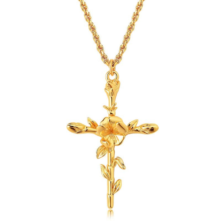 Olivenorma Collana con fiore di nascita placcato in oro 18k