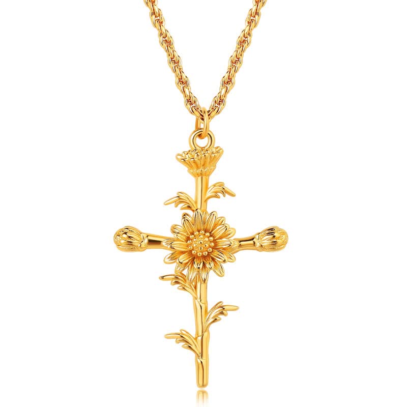 Olivenorma Collana con fiore di nascita placcato in oro 18k