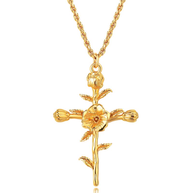 Olivenorma Collana con fiore di nascita placcato in oro 18k