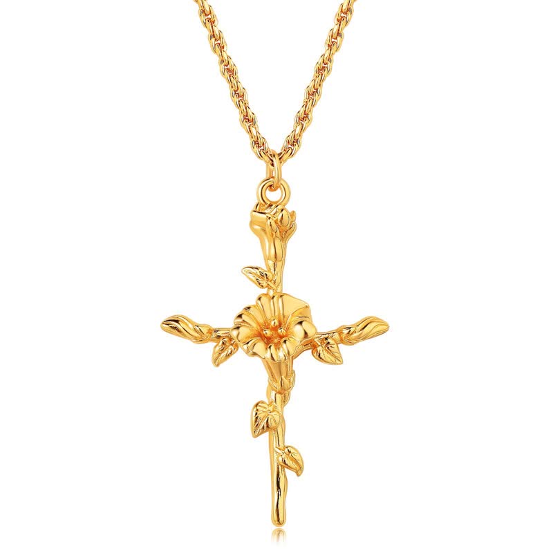 Olivenorma Collana con fiore di nascita placcato in oro 18k