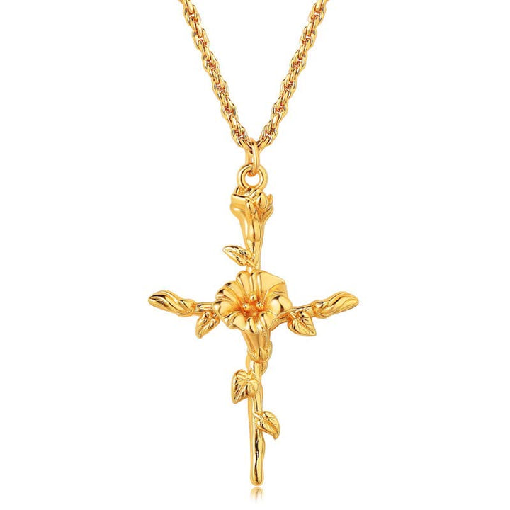 Olivenorma Collana con fiore di nascita placcato in oro 18k
