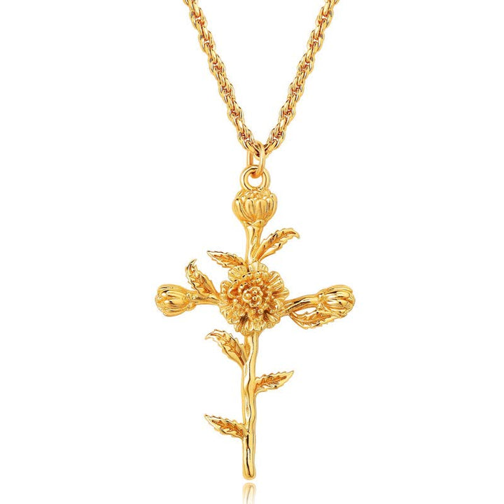 Olivenorma Collana con fiore di nascita placcato in oro 18k