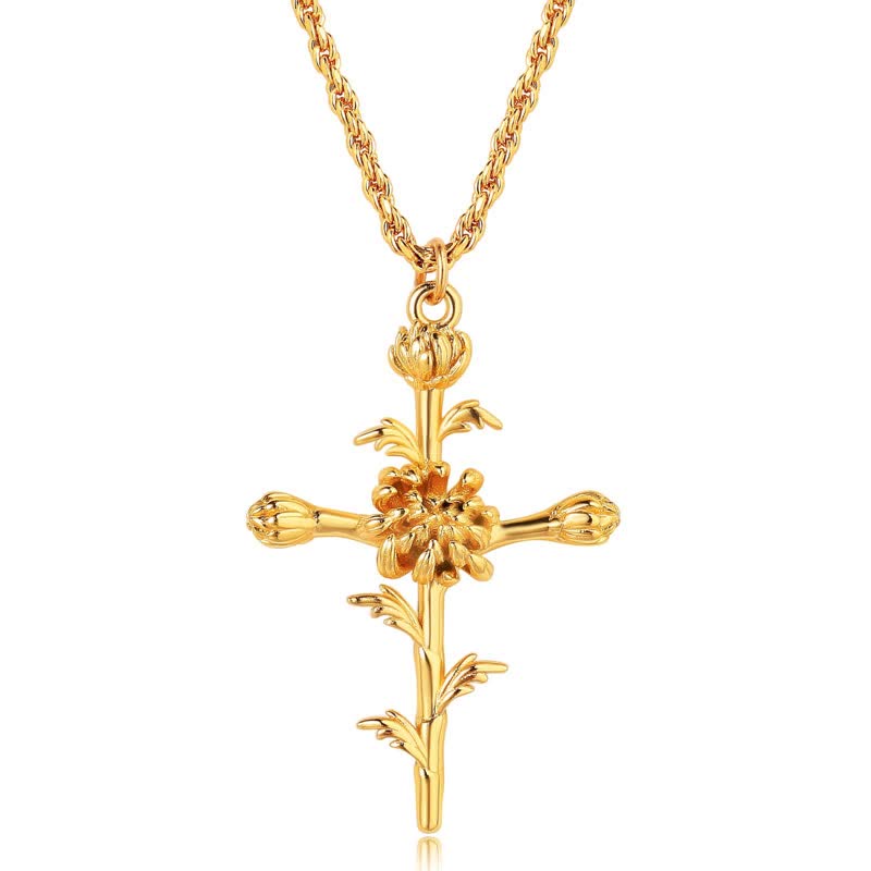 Olivenorma Collana con fiore di nascita placcato in oro 18k