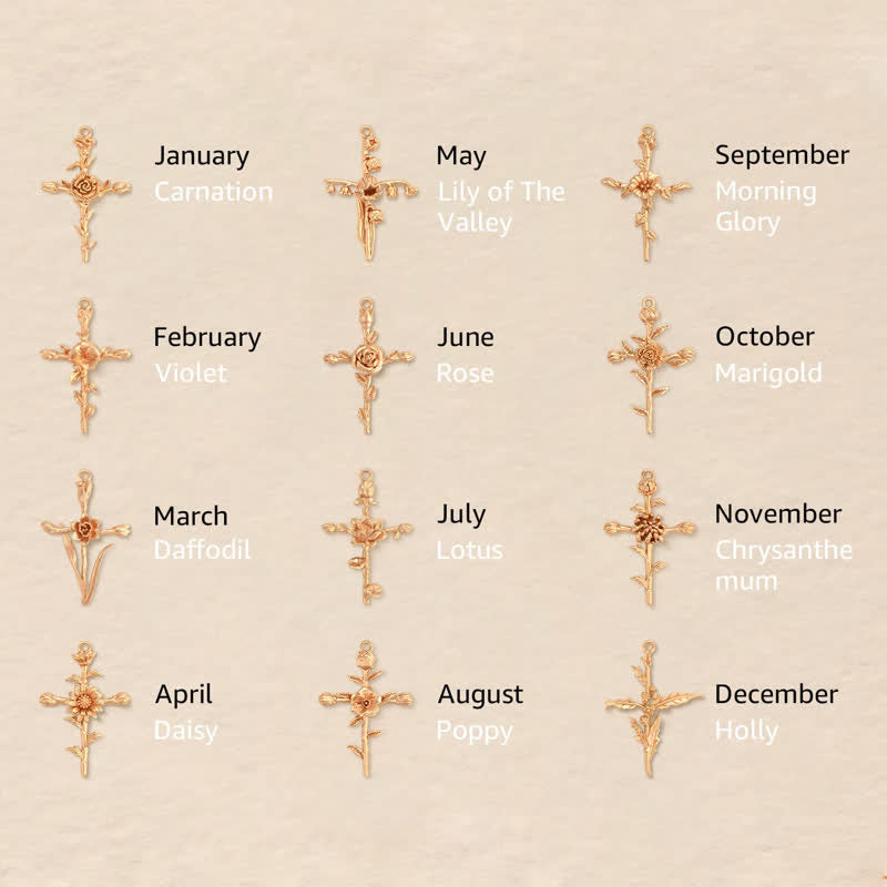 Olivenorma Collana con fiore di nascita placcato in oro 18k