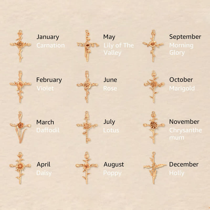 Olivenorma Collana con fiore di nascita placcato in oro 18k