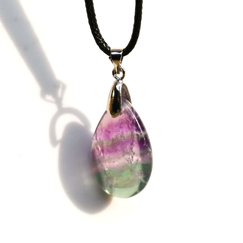 Collana con ciondolo a goccia d'acqua in fluorite naturale Olivenorma