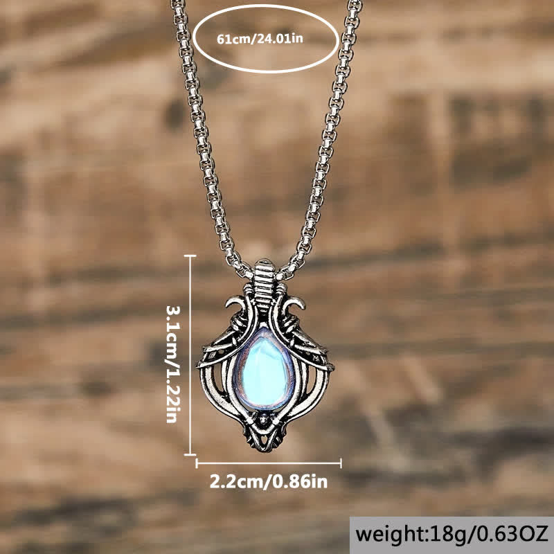 Collana con ciondolo in pietra di luna cava vintage Olivenorma