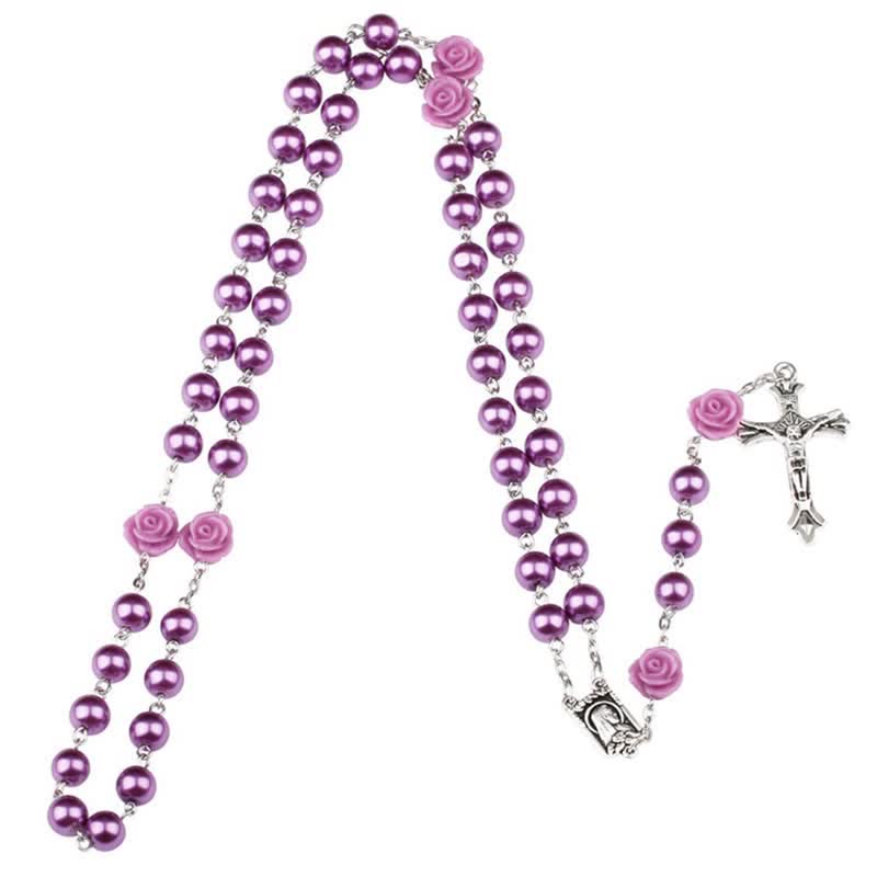 Collana rosario in perline di vetro viola Olivenorma 