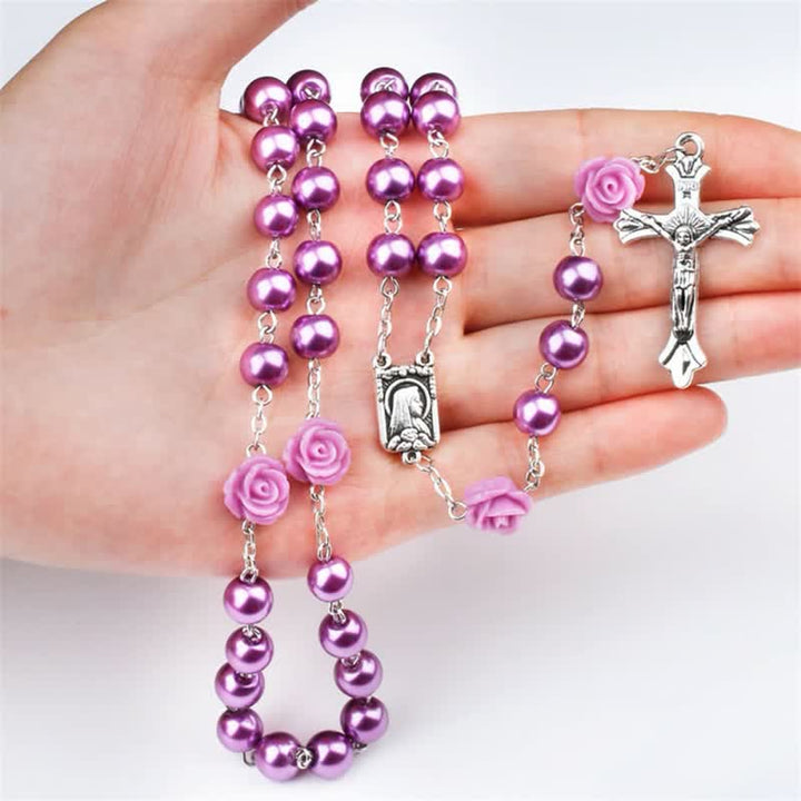 Collana rosario in perline di vetro viola Olivenorma 