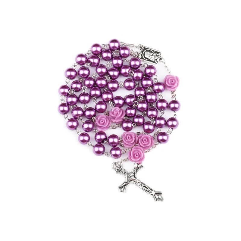 Collana rosario in perline di vetro viola Olivenorma 