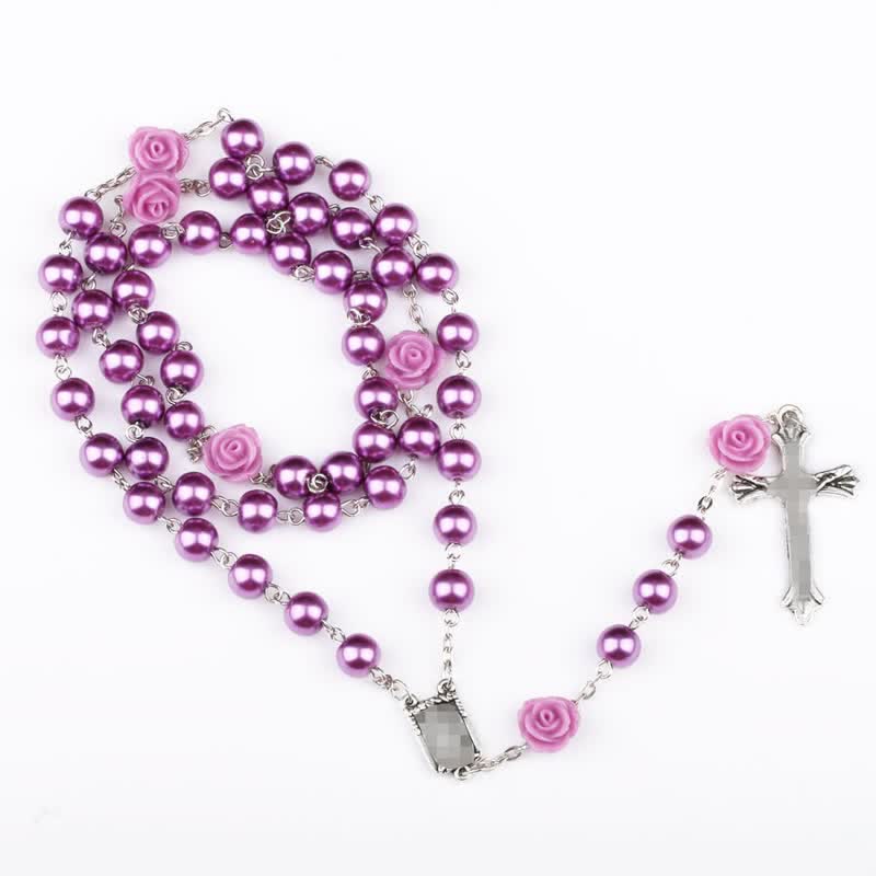Collana rosario in perline di vetro viola Olivenorma 