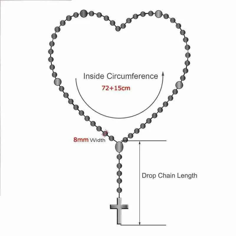 Collana rosario con croce di perline luminose Olivenorma da 8 mm