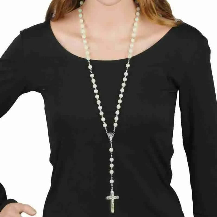 Collana rosario con croce di perline luminose Olivenorma da 8 mm