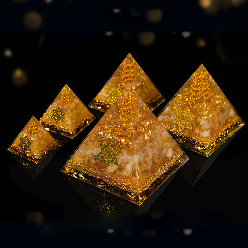 Olivenorma Fortunato e Prospero Piramide di Orgone Citrino Naturale