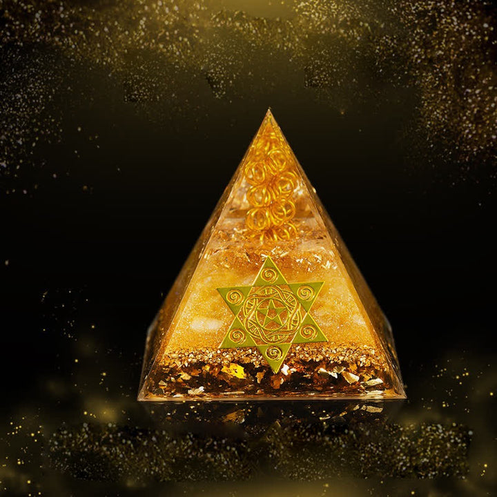Olivenorma Fortunato e Prospero Piramide di Orgone Citrino Naturale