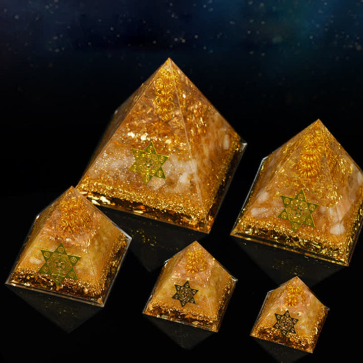 Olivenorma Fortunato e Prospero Piramide di Orgone Citrino Naturale
