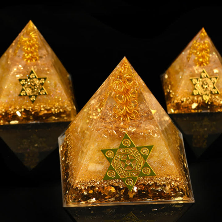 Olivenorma Fortunato e Prospero Piramide di Orgone Citrino Naturale