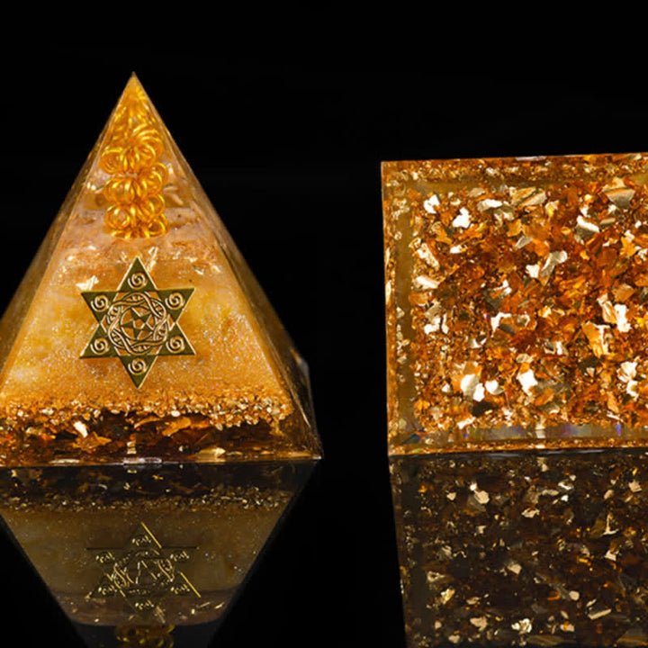Olivenorma Fortunato e Prospero Piramide di Orgone Citrino Naturale