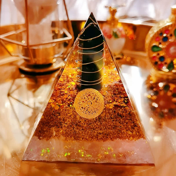 Prisma di ossidiana Olivenorma Piramide di orgone di cristallo trasparente