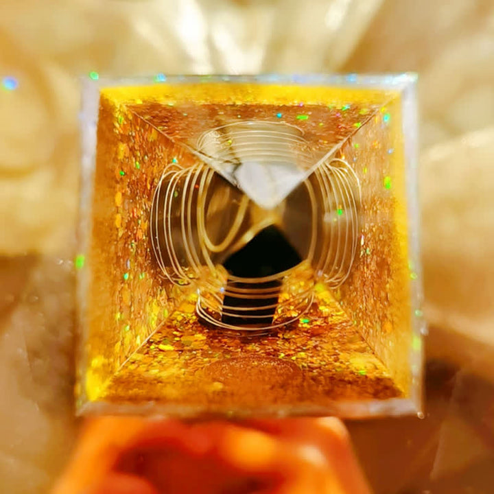 Prisma di ossidiana Olivenorma Piramide di orgone di cristallo trasparente