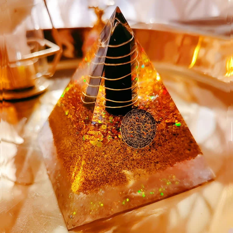 Prisma di ossidiana Olivenorma Piramide di orgone di cristallo trasparente