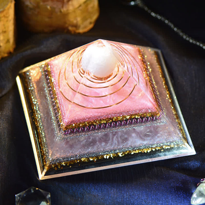 Olivenorma "Aumenta l'attrattiva" Piramide di Orgone al Quarzo Rosa