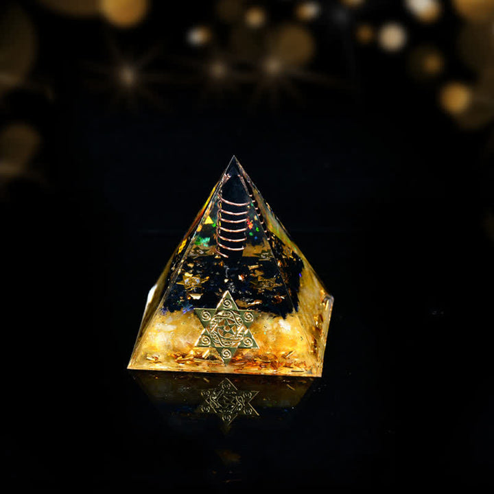 Olivenorma Ossidiana Citrino Cubo di Metatron Piramide Orgonica