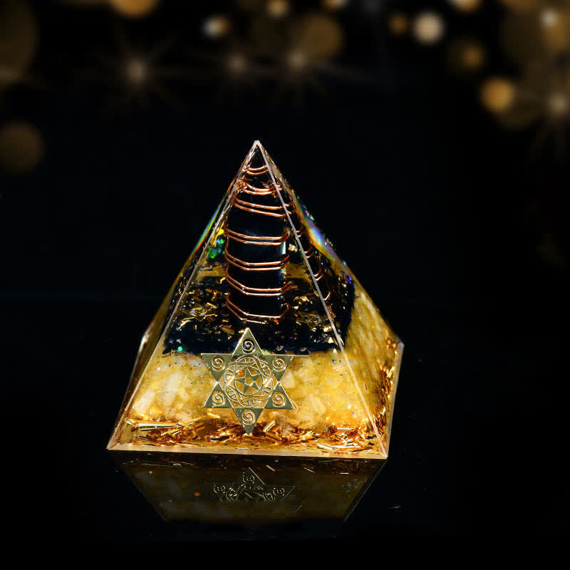 Olivenorma Ossidiana Citrino Cubo di Metatron Piramide Orgonica
