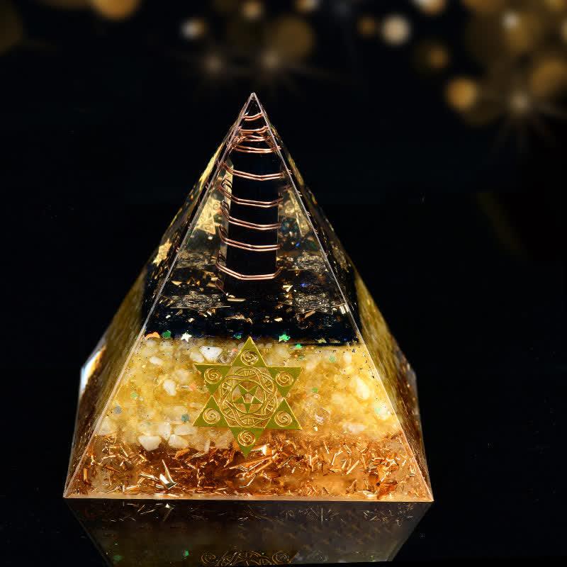 Olivenorma Ossidiana Citrino Cubo di Metatron Piramide Orgonica