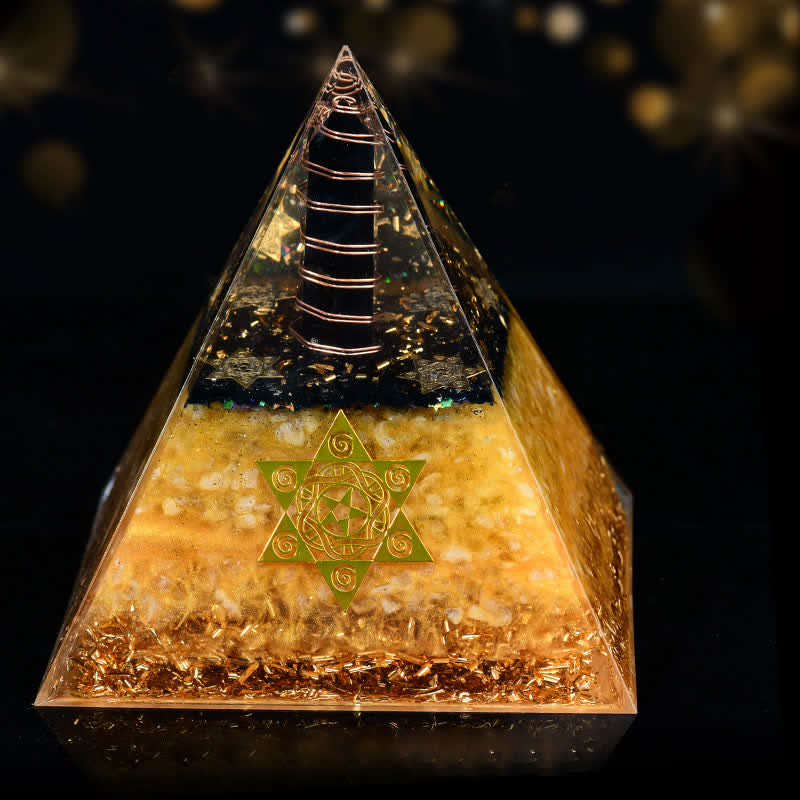 Olivenorma Ossidiana Citrino Cubo di Metatron Piramide Orgonica