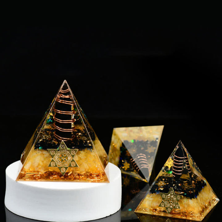 Olivenorma Ossidiana Citrino Cubo di Metatron Piramide Orgonica