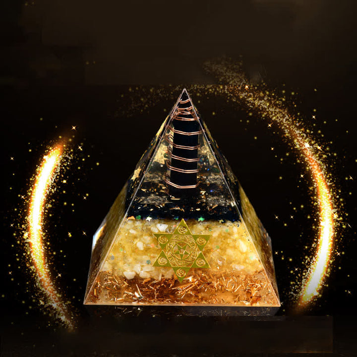 Olivenorma Ossidiana Citrino Cubo di Metatron Piramide Orgonica