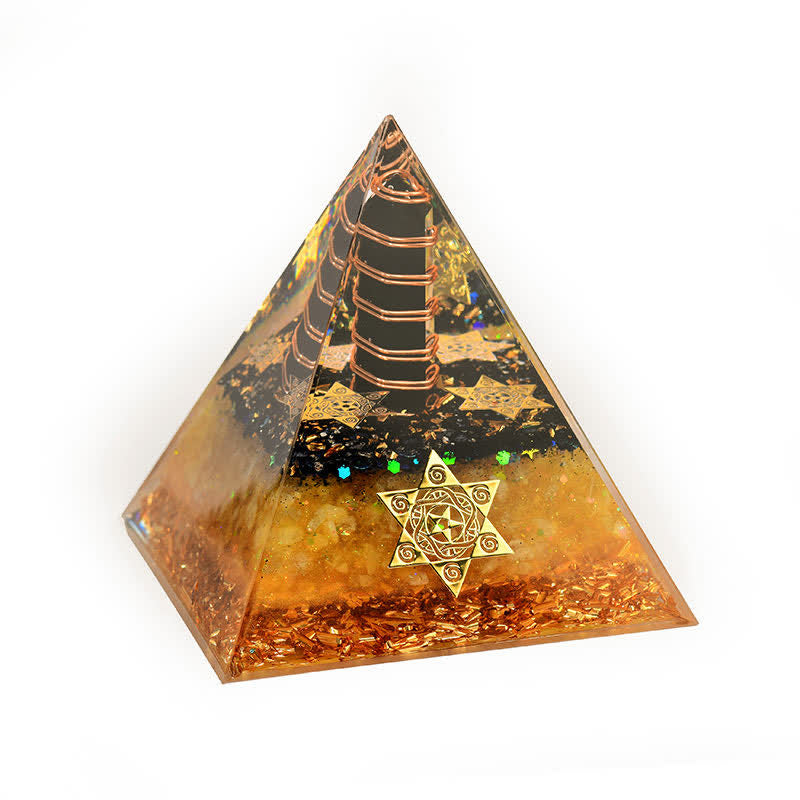 Olivenorma Ossidiana Citrino Cubo di Metatron Piramide Orgonica